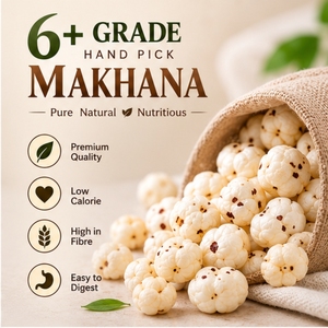 Makhana de qualité supérieure cueillie à la main, noix de renard, collation saine du soir, sans gluten, riche en protéines, superaliment, aliment diététique, collations quotidiennes - Product Image 4