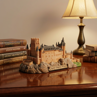 Miniature de château en polyrésine 3D sculptée à la main, modèle de bâtiment miniature, cadeau souvenir artisanal en résine personnalisé en usine