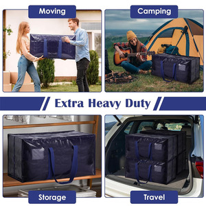 Sacs de déménagement extra-larges et robustes pour le <span class=keywords><strong>rangement</strong></span> et l'<span class=keywords><strong>organisation</strong></span> des vêtements à la <span class=keywords><strong>maison</strong></span> ou en dortoir, lot de 6, avec fermeture éclair renforcée et poignées larges - Product Image 2