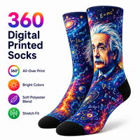 Chaussettes imprimées numériquement à 360°, design de personnes célèbres du monde, imprimé intégral, chaussettes mi-mollet en polyester doux, sublimation, fournisseur OEM en gros