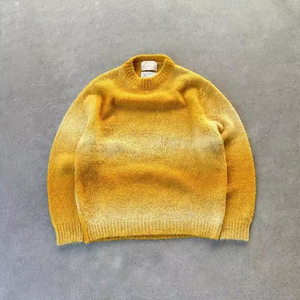 Dệt Kim Nhà Sản Xuất Biểu Tượng Tùy Chỉnh Thiết Kế Mới Sọc <span class=keywords><strong>Alpaca</strong></span> Mohair Len Ấm Áp Gradient Dệt Kim Áo Thun Mùa Đông Áo Len Người Đàn Ông - Product Image 4