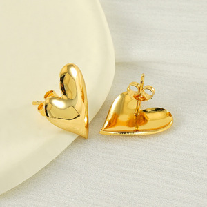 Zogxin Heart Shape <b>Stud</b> Earrings 18K <b>Titanium</b> Steel Gold Color Fashion Jewelry Gift For Women - Product Image 4