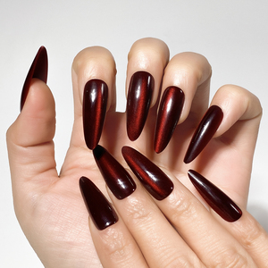 <span class=keywords><strong>Uñas</strong></span> Postizas Personalizadas Rojas y <span class=keywords><strong>Negras</strong></span> con Diseño de Ojo de Gato, <span class=keywords><strong>Uñas</strong></span> Artificiales de Alta Calidad para Mujer - Product Image 4