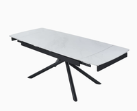 Mesa de Comedor Extensible Gris Moderna con Diseño Elegante y Patas Estables para Uso en el Hogar, Hotel y Oficina