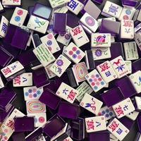 160 Pièces de Mahjong Américain en Acrylique Sculpté en Forme de Lapin Violet Luxueux, Idéal pour les Cadeaux de Jeux de Société Familiaux