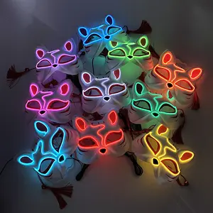 Réutilisable Light up Comic Cosplay Props Glowing Fox Anime Face LED Demon Mask Halloween Japanese Slayer Mask