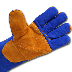 लंबी आस्तीन गर्मी प्रतिरोधी गाय विभाजन चमड़े वेल्डिंग दस्ताने - Product Image 4