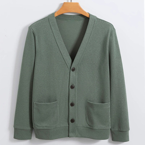 Cardigan pour homme, col en V, tricot en coton, vêtement d'extérieur, ample, décontracté, résistant aux plis, de haute qualité, pull en coton pour homme, cardigan en tricot - Product Image 6