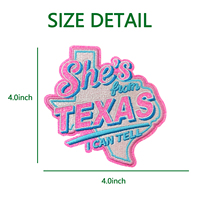 Parche Bordado Personalizado de 4 Pulgadas con Estrella de Texas y Brillo, Estilo Western, Termoadhesivo para Gorra de Camionero