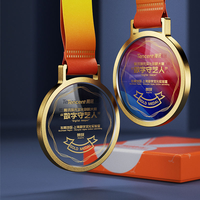 Médaille sportive en cristal MVP ronde personnalisée en gros à bas prix, médailles commémoratives, médaille en verre cristal gravée au laser pour le sport