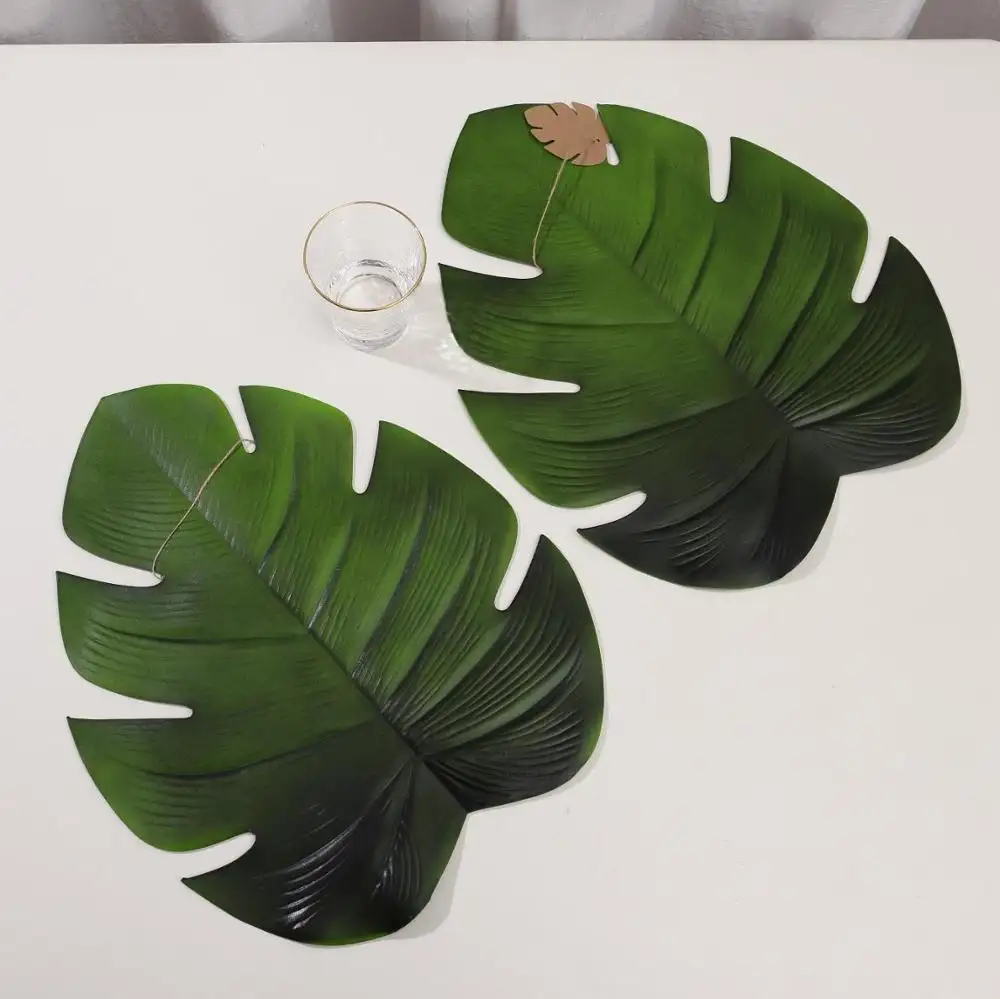 Tabletex NEW Arrival High Quality tropical palm leaves Heat Insulation Oil-proof Waterproof EVA Artificial Plant Table Placemat