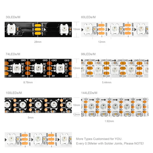 Bande lumineuse LED programmable intelligente 12V 5M RGB WS2815 60 LED 5050 à pixels adressables individuels pour la décoration paysagère - Product Image 2