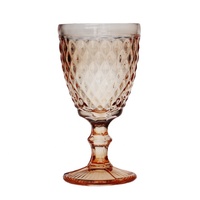 Gobelets Verres à Vin Gravés Couleur Diamant Rose Style Américain Moulés à la Machine Vintage 330 ml pour Mariage et Fêtes