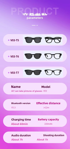 Gafas Inteligentes con IA, Traducción <span class=keywords><strong>en</strong></span> Vivo, Conversión de Voz a <span class=keywords><strong>Texto</strong></span>, Cámara de 5MP, Llamadas Bluetooth, Lentes con Protección Anti-Luz Azul para Reuniones de Negocios - Product Image 2