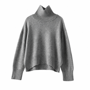 Maglione Oversize da Donna in Misto Lana e <span class=keywords><strong>Cashmere</strong></span>, Collo Alto, Spalle Scese, Lavorazione a Maglia, Maniche Lunghe, Vendita all'Ingrosso, Produzione in Fabbrica - Product Image 1