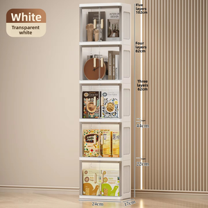 ตู้เก็บของพับได้หลายชั้นชั้นพลาสติกฉีดใหม่ของเล่นขนมขบเคี้ยวตู้เสื้อผ้าสำหรับห้องนอนกล่องเก็บของใช้ในบ้าน - Product Image 2