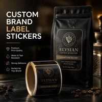 Étiquettes personnalisées pour sacs de café, autocollants adhésifs imperméables, logo privé pour sachets de café, étiquettes d'emballage de vente au détail