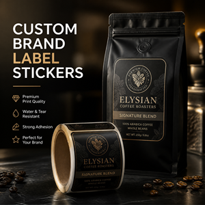 สติกเกอร์ติดถุงกาแฟพิมพ์ลายตามสั่ง กันน้ำ ติดแน่น โลโก้ส่วนตัว สำหรับบรรจุภัณฑ์กาแฟขายปลีก - Product Image 1