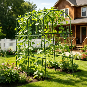 USA Warehouse Arched Garden Trellis Metal Climbing Support <b>Frame</b> for Grapes Cucumbers Beans Peas Squash Outdoor Raised Bed - Product Image 2