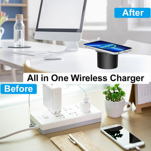 Chargeur sans fil 3 en 1 invisible intégré facile à installer et à charge rapide pour meubles de bureau avec sortie USB A C escamotable sous le bureau - Product Image 5