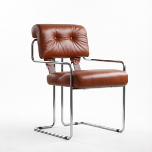 Chaise de salle à manger de style italien minimaliste, écologique, en acier inoxydable, avec dossier souple, pour bureau, réunion, maison - Product Image 1
