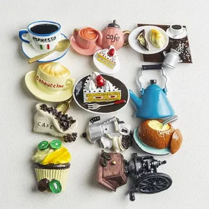 TX 3D Makanan Macarone Kopi Kulkas Pasta Magnet Kopi Kue Ketel Magnet Kulkas