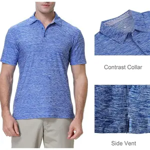 Popular impresión sublimada Golf Polo Tee poliéster Spandex manga corta Camiseta antibacteriana transpirable