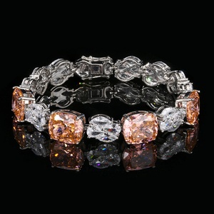 Fashion Jewelry Eco-friendly <b>Copper</b> 10*12MM Pink Cubic Zirconia <b>Bracelet</b> Personnaliser for Customized Style Statement - Product Image 5