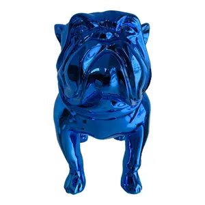 Custom Resin Electroplate Bulldog Sculpture For Home Office Showcase Decoration