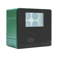 Boîte de rangement pour montres automatiques Homisafe, en cuir vert de luxe, 9 emplacements, poignée dorée, intérieur crème, rangement latéral