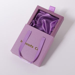 Custom Logo Eco-Friendly Square Jewelry Boxes Ribbon <b>Handle</b> Slide <b>Drawer</b> Gift Bag Necklace Ring Exclusive Packaging - Product Image 5