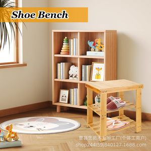 Tabouret de douche en bois Yiru 40x28x45cm, chaise de salle de bain à trois niveaux avec rangement, couleur bois naturel - Product Image 3