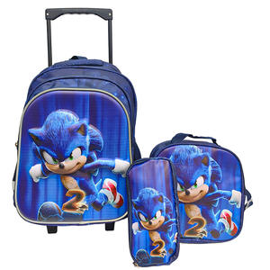 Tas Troli Sekolah Anak Kartun 16 Inci 3 Pcs Set 3D untuk Anak-anak, Set Ransel Sekolah dengan 2 Roda, Ransel Siswa dengan Troli - Product Image 2