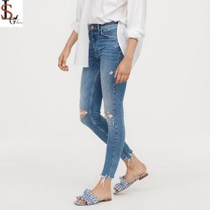 Nuevos Pantalones Vaqueros Rotos de Moda para Mujer, Talla Grande, Elásticos, Ajustados, de Cintura Alta, Azules, Casuales, de Mezclilla - Product Image 2