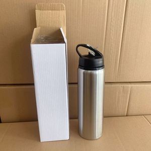 Bouteille d'eau en acier inoxydable à paroi simple de 400-1000 ml, à large ouverture, gourde de sport portable, anti-fuite, pour le cyclisme en plein air, la remise en forme - Product Image 1