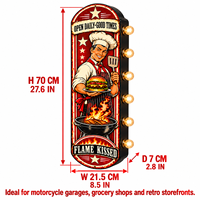Enseigne LED Chef Burger, enseigne lumineuse vintage en métal, enseigne publicitaire pour restaurant de restauration rapide, bar, décoration murale, pub