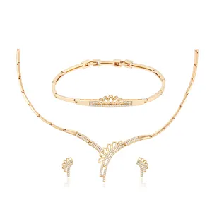 64038-Set Perhiasan Emas Xuping Mewah Mulia, Set 3 Buah Perhiasan Emas Elegan