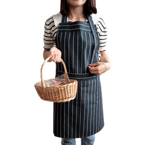 Tablier rayé bordeaux en coton sans manches, lavable en machine, usage quotidien, taille adulte - Product Image 3