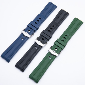 Bracelet de montre de luxe FKM Bracelets de montre en caoutchouc à extrémité incurvée Bracelet de montre 20mm pour <span class=keywords><strong>Omeg</strong></span> a Seamaster 300 Bracelet de montre - Product Image 3