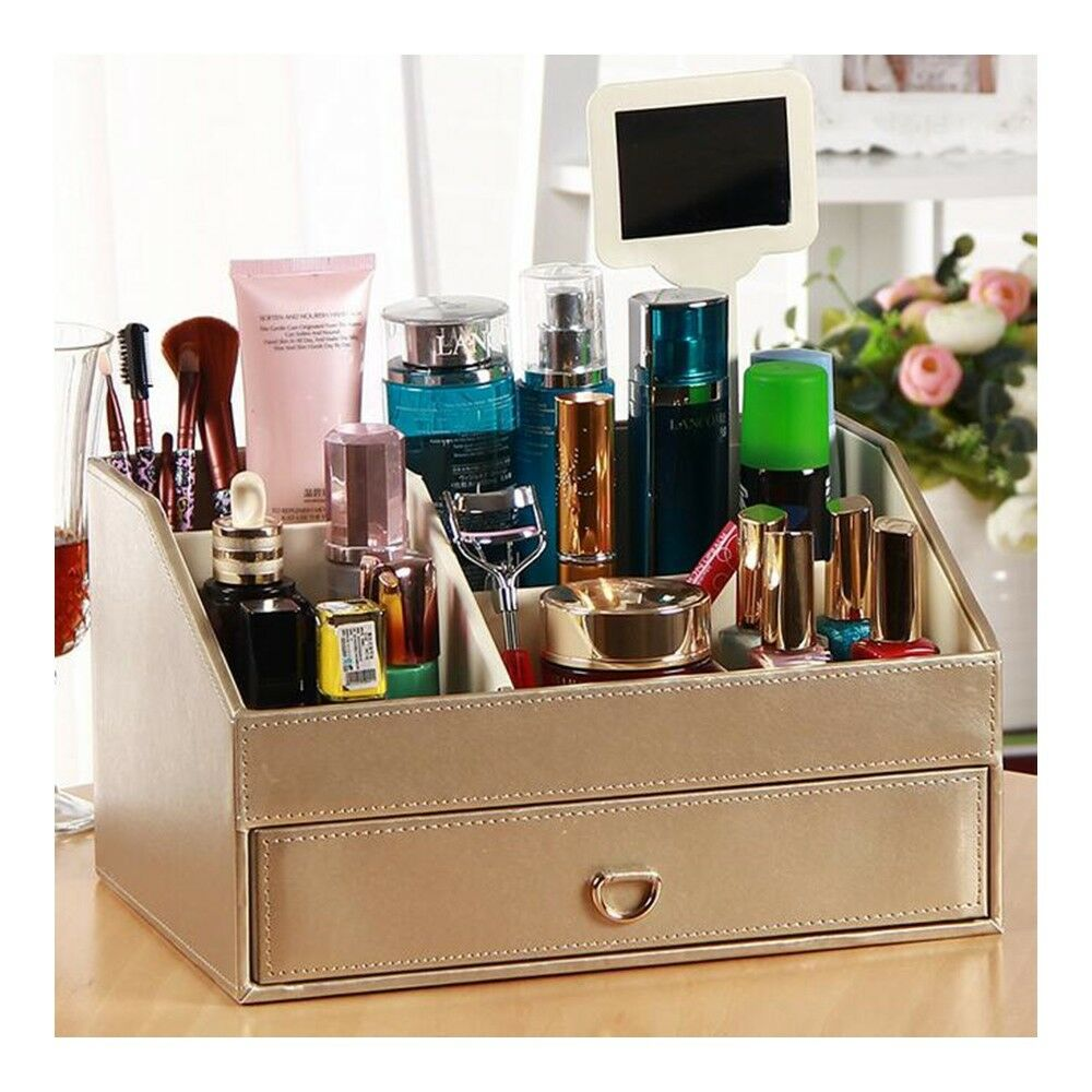 Оптовая продажа, индивидуальный органайзер для косметики, кожаный поднос, коробка для хранения косметики