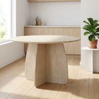 Table à manger ronde en bois JJZ-010, moderne, 1200 mm, 4 places, style travertin, table en MDF pour usage hôtelier, marché européen et moyen-oriental