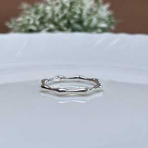 Anillo de banda con textura de bambú a la moda, joyería Bohemia Chic de Plata de Ley 925 - Product Image 4