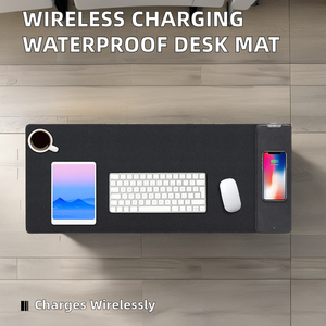 Alfombrilla de Escritorio de Cuero Impermeable Desmontable con Carga Inalámbrica, Alfombrilla de Ordenador Grande, Suave y Transpirable, Reposamuñecas para Oficina, Resistente a Arañazos - Product Image 2