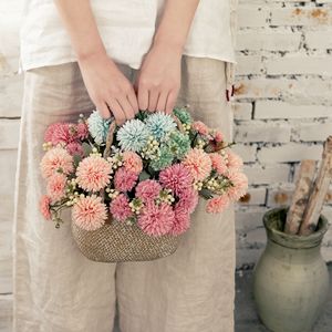ช่อดอกไม้ประดิษฐ์ CallaFloral สีฟ้าอ่อนชมพูผสม สำหรับงานแต่งงาน แบบถือได้  งานจำลองคุณภาพสูง  ผ้าทอแบบแพน - Product Image 1