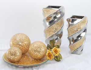 गर्म बिक्री गोल्डन हस्तनिर्मित Crackle मोज़ेक गिलास फूलदान/घर सजावट लक्जरी मोज़ेक फूलदान - Product Image 4