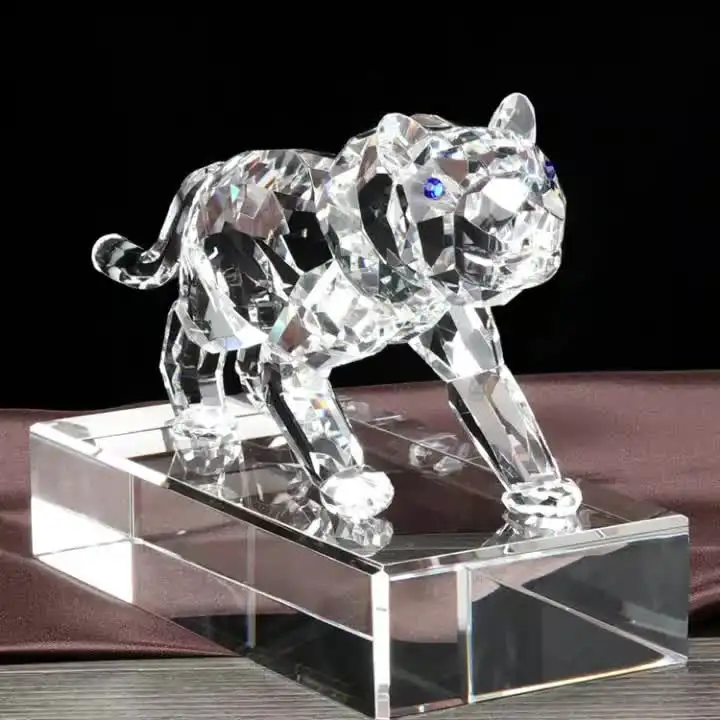 Jy Best Selling Crystal Animal Chinese Zodiac Kristal Glas Tijger Beeldje Voor Home Decoratie