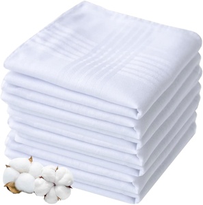 Mouchoirs de poche en coton doux blancs personnalisés avec logo pour hommes et femmes – Vente en gros - Product Image 1
