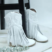 Bottes en cuir pour fille, style cowgirl, couleur marron, bottes décontractées en cuir de vache pour enfant, bottes hautes pour fille, chaussures de mode pour l'équitation