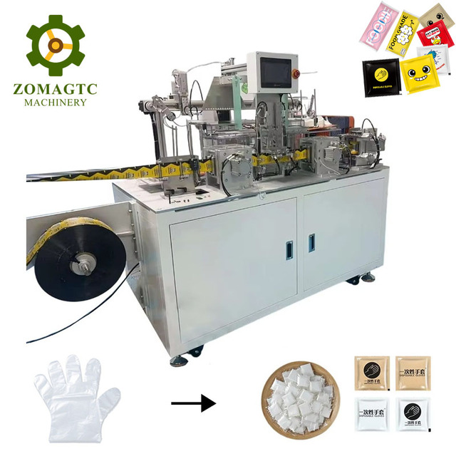 Pe Folding Glove Sachet Packaging Packing Machine Automatic Disposable Individually Plastic Gloves Folding and Packing Machine