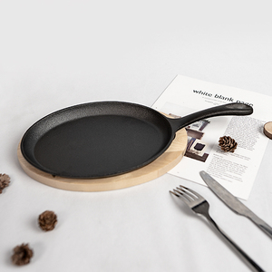 Usine Offre Spéciale plaque de glaçage de poêle fajita en fonte avec base en bois - Product Image 4